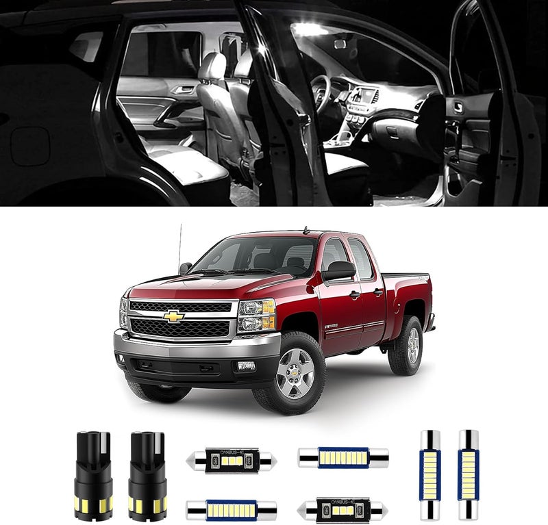 EASY EAGLE 12Pcs Super Bright LED Interior Lights, 6000k White Bulb Kit for Chevy Silverado 2007 2008 2009 2010 2011 2012 2013 All Models Light Accessories+Install Tool - Image 1